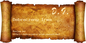 Debreczeny Irma névjegykártya