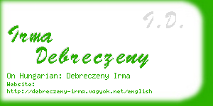 irma debreczeny business card